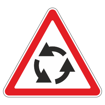 Дорожный знак 1.7 «Пересечение с круговым движением» (металл 0,8 мм, I типоразмер: сторона 700 мм, С/О пленка: тип Б высокоинтенсивная)